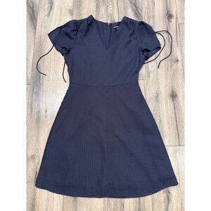 J.Crew Mercantile Navy Polka Dot Short Sleeve A-Line Dress Tie Detail Size Small